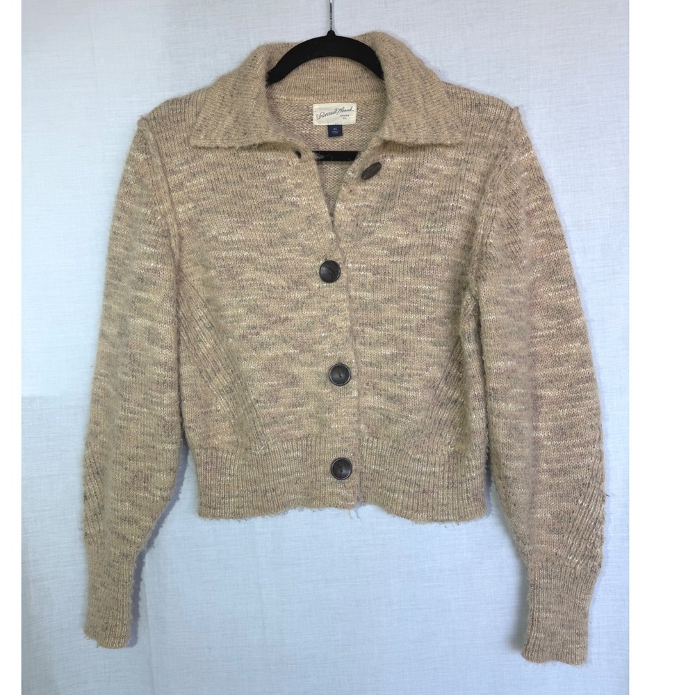Universal Thread Cardigan Sweater Layering Cozy Neutral Boho Tan Marl Cropped XS